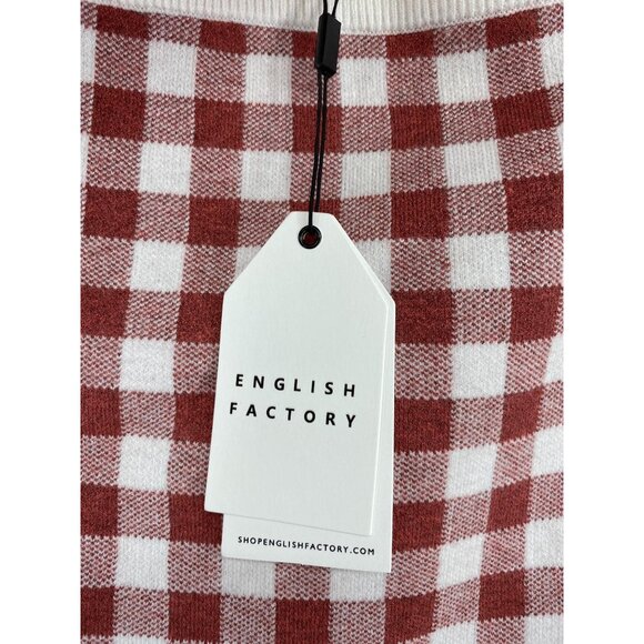 English Factory Red & White Gingham Checkered Knit Skirt Small New - Picture 2 of 6
